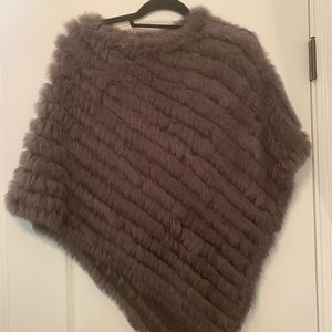 Fur poncho, grey, rabbit fur, woman’s, one size fits most